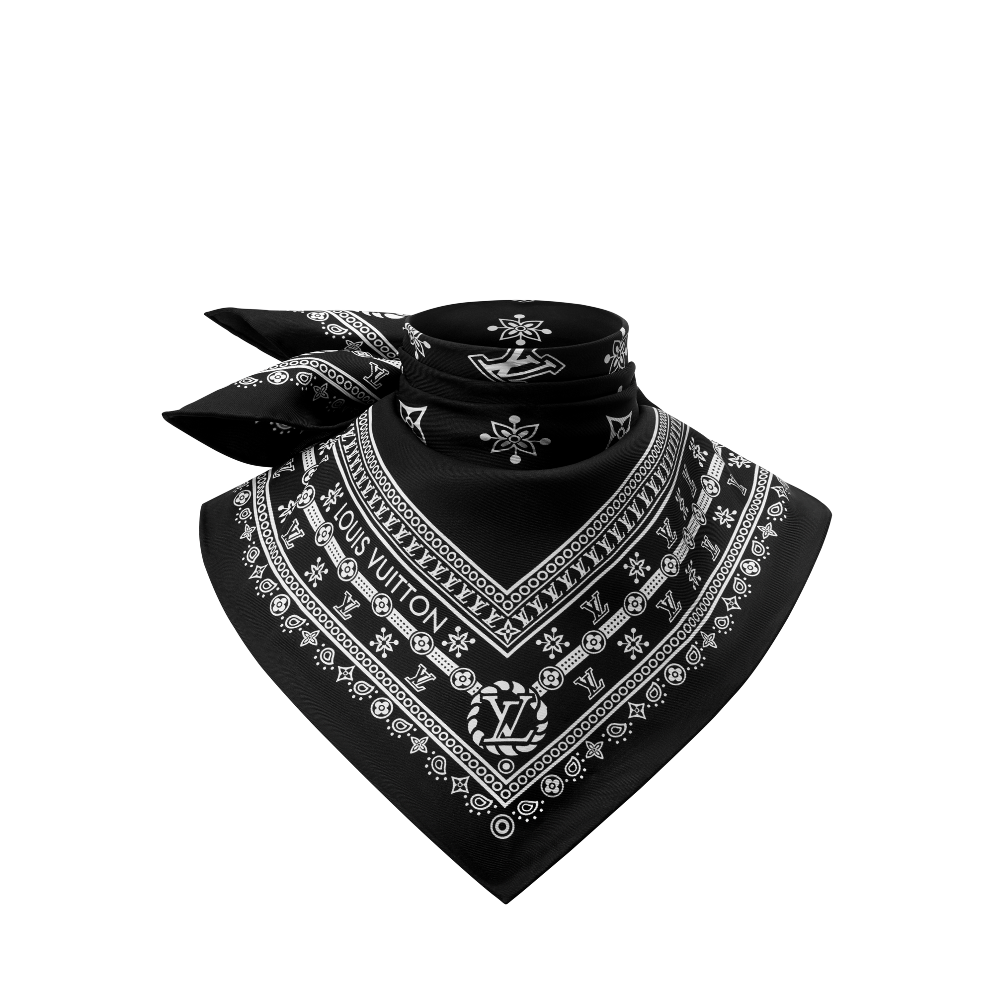 LOUIS VUITTON スカーフ バンダナ ブラック LV Silky Bandana Square 55 S00 - Women - Accessories | LOUIS VUITTON ®